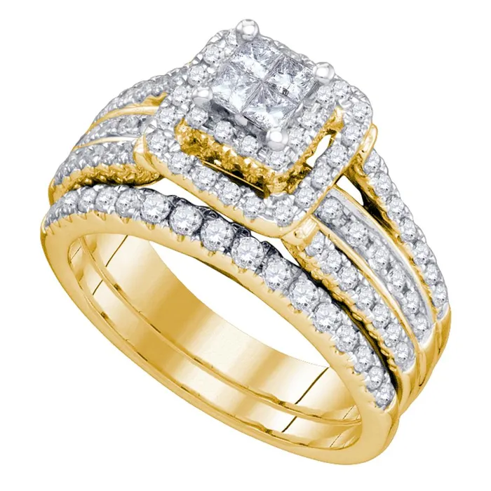 North Arrow Shop Rings 14kt yellow gold womens princess diamond elevated bridal wedding engagement ring band set 1 15 cttw75590