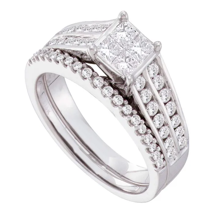 Rings 14kt white gold womens princess diamond bridal wedding engagement ring band set 100 cttw52338 North Arrow Shop