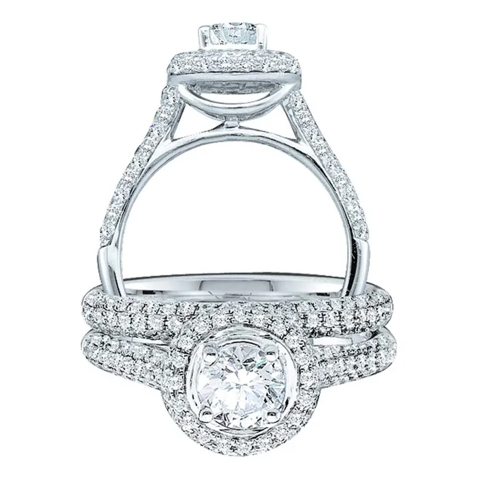 Rings North Arrow Shop 14kt white gold womens round diamond bridal wedding engagement ring band set 1 14 cttw40135