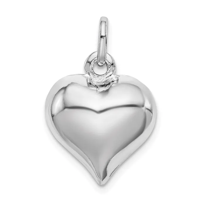 Rings Sterling Silver Rhodiumplated Puffed Heart Charm TreasureFineJewelers