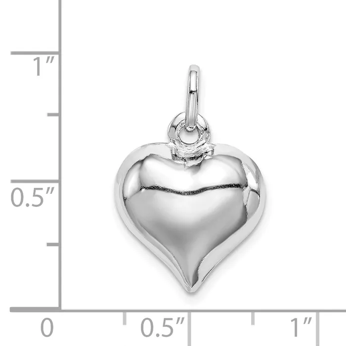 Rings Sterling Silver Rhodiumplated Puffed Heart Charm TreasureFineJewelers