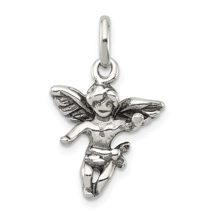 Rings TreasureFineJewelers Sterling Silver Antiqued Angel Charm