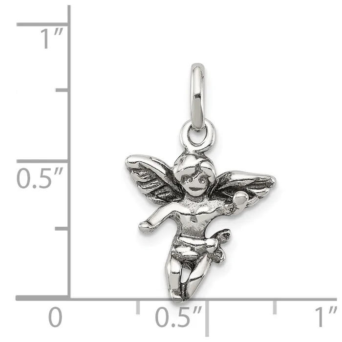 Rings TreasureFineJewelers Sterling Silver Antiqued Angel Charm
