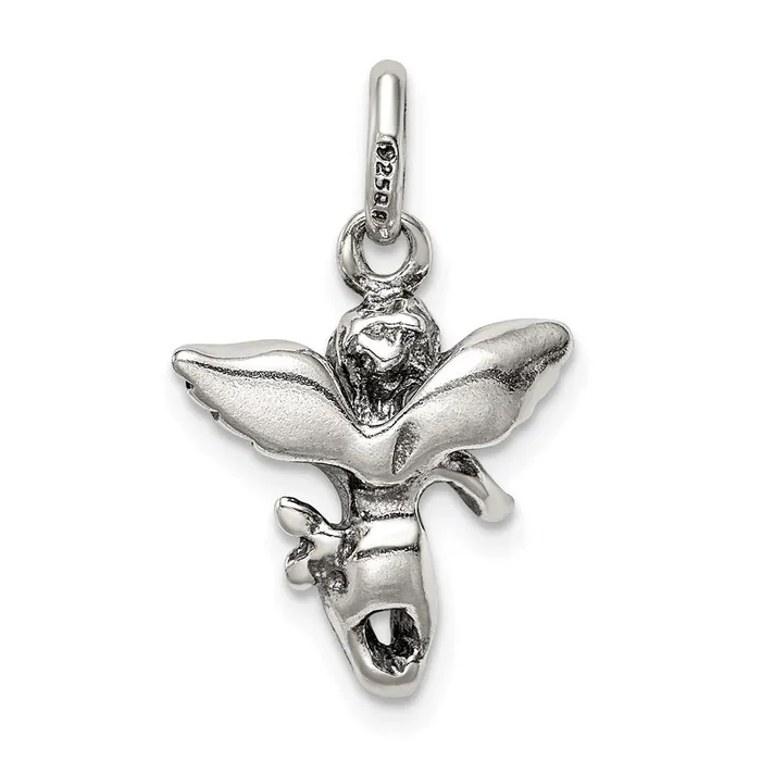 Rings TreasureFineJewelers Sterling Silver Antiqued Angel Charm