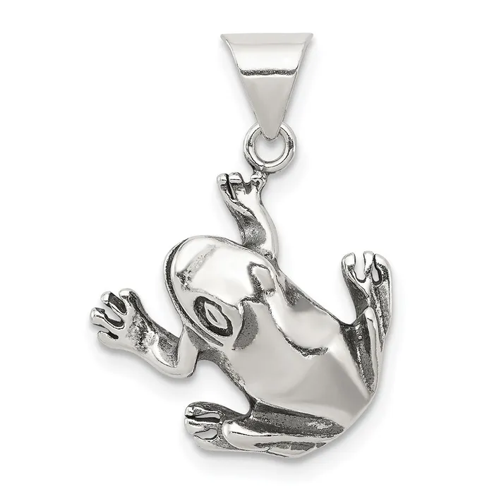 Rings TreasureFineJewelers Sterling Silver Antiqued Frog Charm