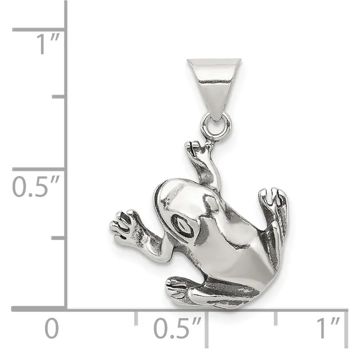 Rings TreasureFineJewelers Sterling Silver Antiqued Frog Charm