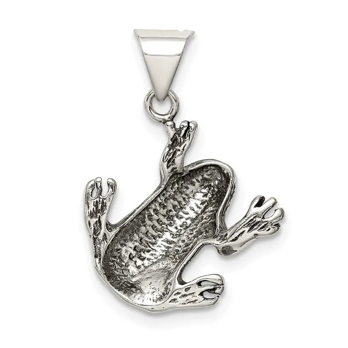 Rings TreasureFineJewelers Sterling Silver Antiqued Frog Charm