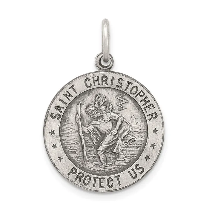 Rings TreasureFineJewelers Sterling Silver St Christopher Football Medal