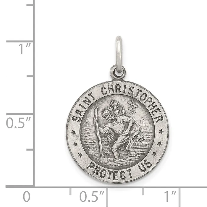 Rings TreasureFineJewelers Sterling Silver St Christopher Football Medal