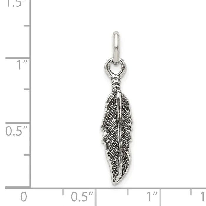 Sterling Silver Antiqued Feather Charm TreasureFineJewelers Rings