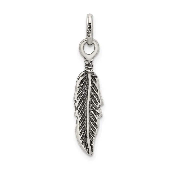 Sterling Silver Antiqued Feather Charm TreasureFineJewelers Rings