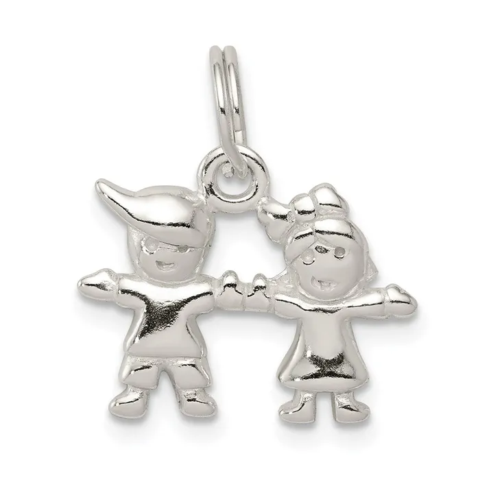 Sterling Silver Polished Boy and Girl Charm TreasureFineJewelers Rings