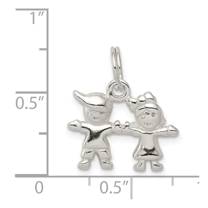 Sterling Silver Polished Boy and Girl Charm TreasureFineJewelers Rings