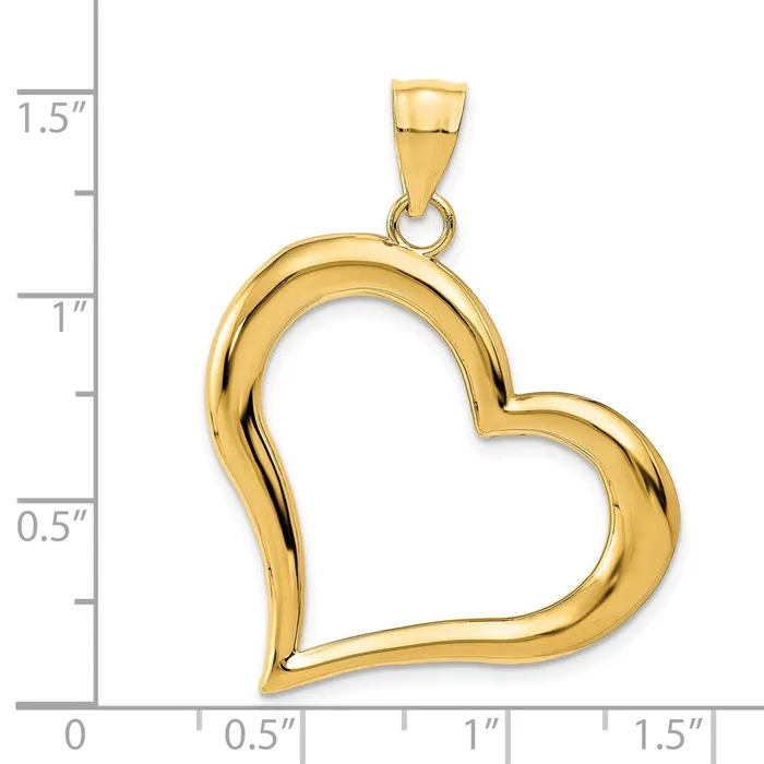 TreasureFineJewelers 14K Polished Dangling Heart Pendant Necklaces