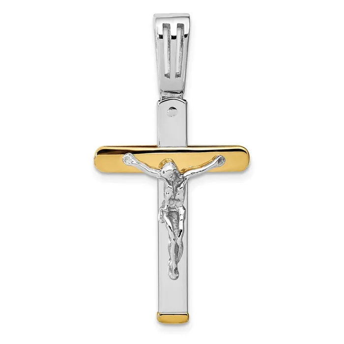 TreasureFineJewelers Rings Leslies 14K Twotone Polished Crucifix Pendant