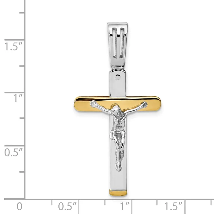 TreasureFineJewelers Rings Leslies 14K Twotone Polished Crucifix Pendant