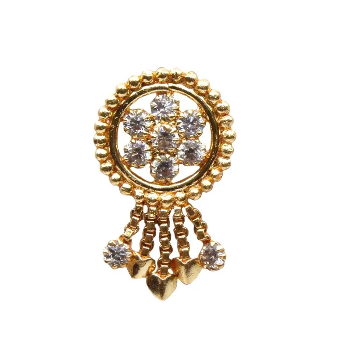 Rings Karizma Jewels Big Ethnic Gold Plated Dangle Indian Nose ring White CZ Twisted nose ring L Bend