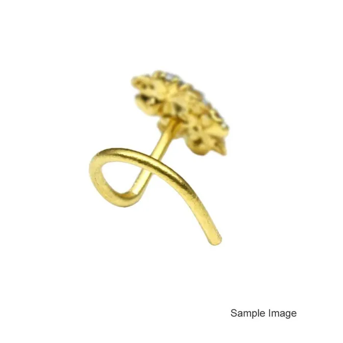 Rings Karizma Jewels Big Ethnic Gold Plated Dangle Indian Nose ring White CZ Twisted nose ring L Bend