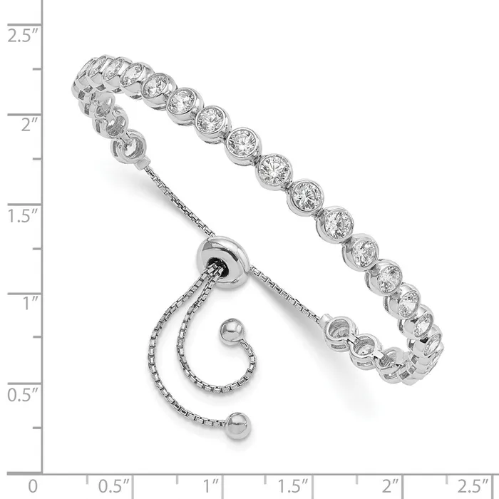 WB Choice Jewelry Bracelets Sterling Silver Rhodiumplated CZ Adjustable BraceletWBCQG4176 WB Choice Jewelry Bracelets Sterling Silver Rhodiumplated CZ Adjustable BraceletWBCQG4176