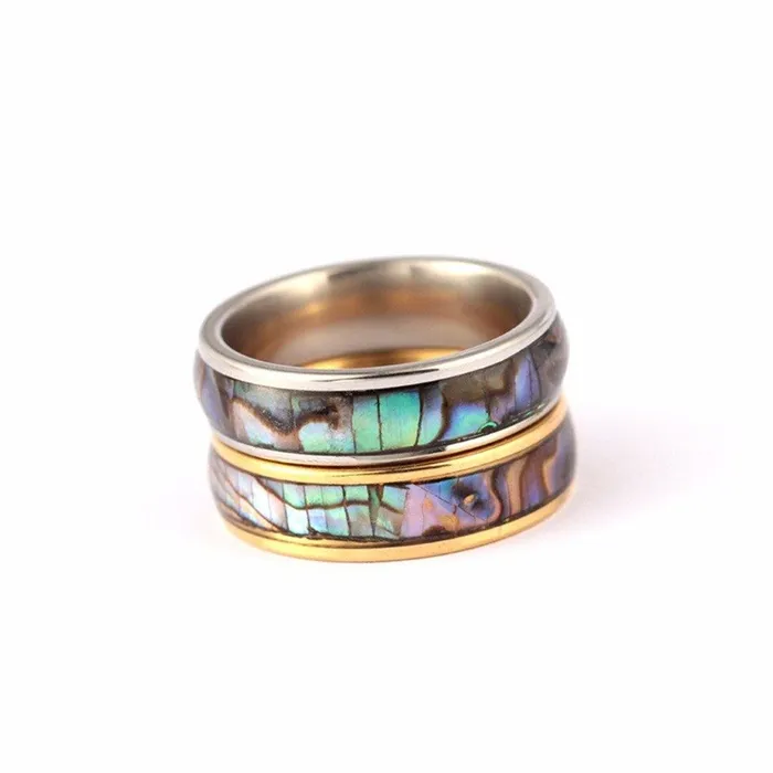 Abalone Shell Stainless Steel Ring Tree of Color Rings