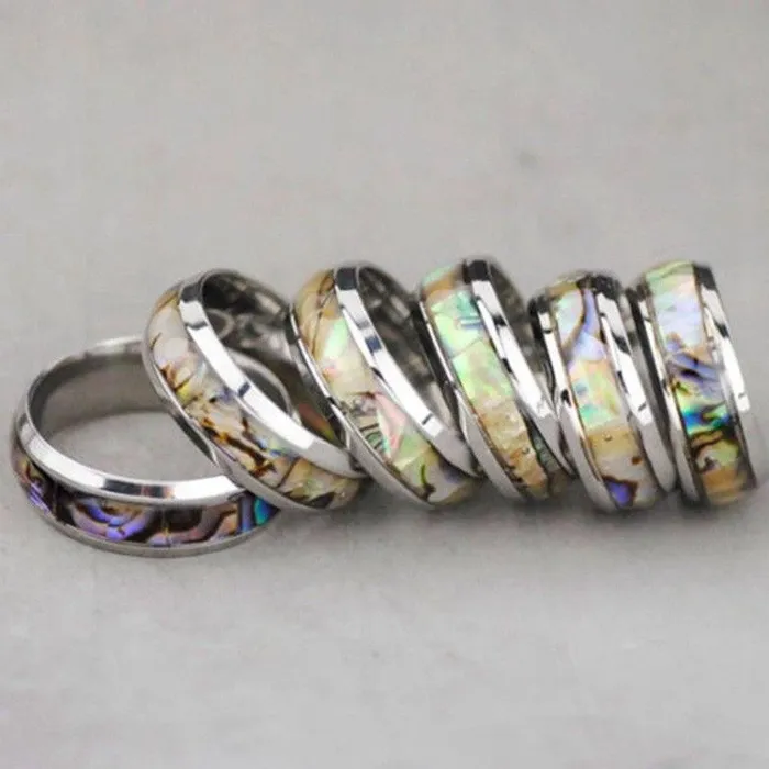 Abalone Shell Stainless Steel Ring Tree of Color Rings