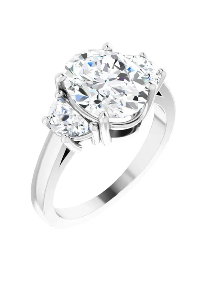 acredo USA Three stone HalfMoon Diamond Engagement Ring 1 ct tw Rings