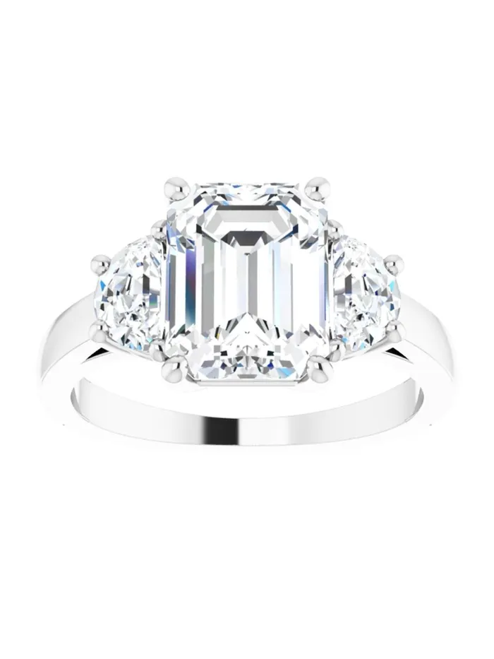 acredo USA Three stone HalfMoon Diamond Engagement Ring 1 ct tw Rings