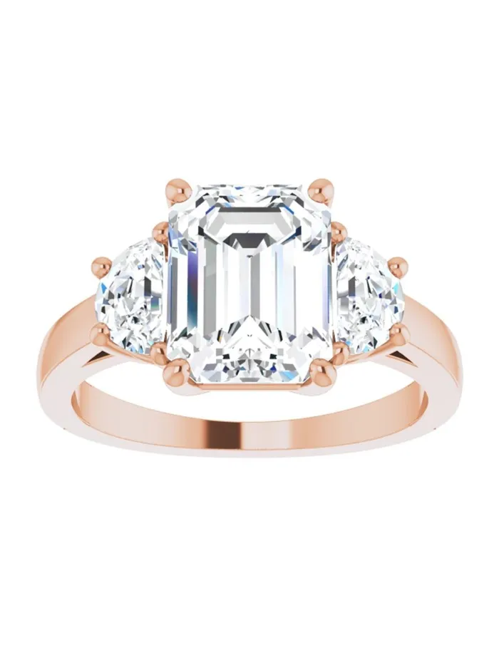 acredo USA Three stone HalfMoon Diamond Engagement Ring 1 ct tw Rings