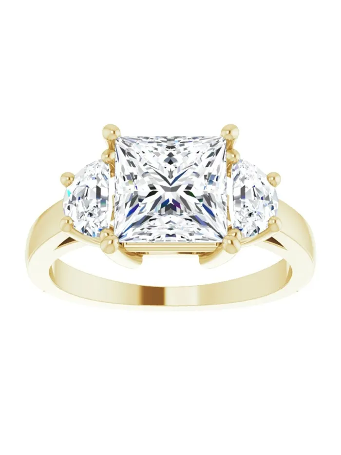 acredo USA Three stone HalfMoon Diamond Engagement Ring 1 ct tw Rings