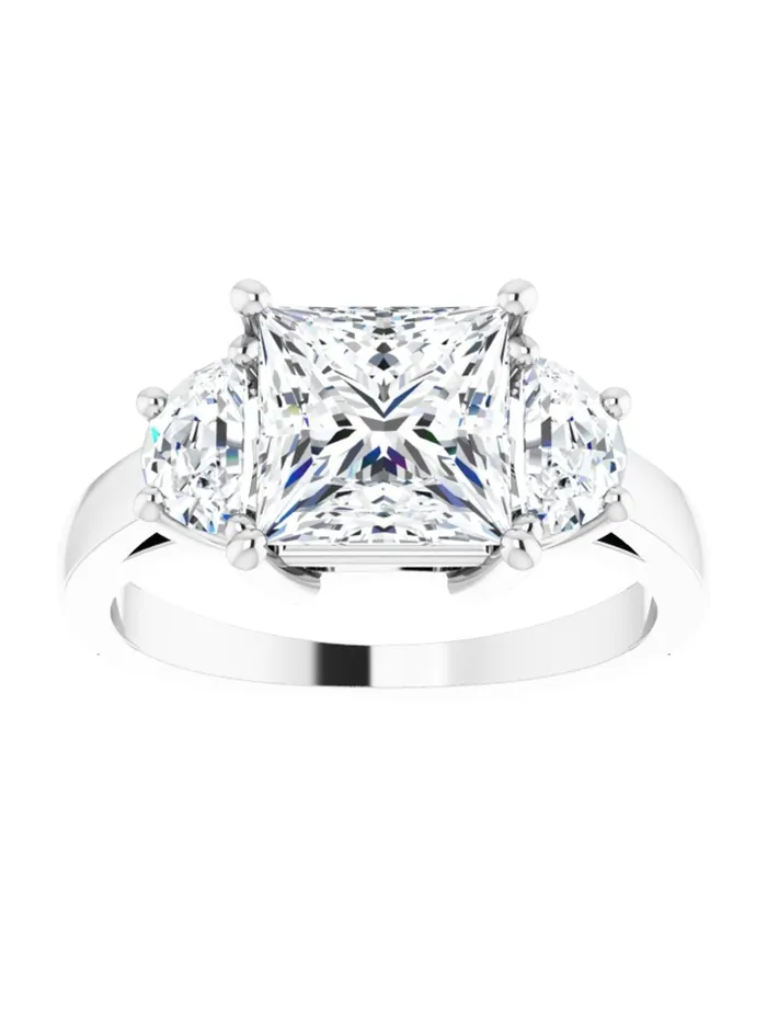acredo USA Three stone HalfMoon Diamond Engagement Ring 1 ct tw Rings