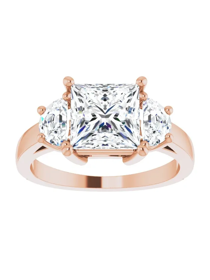 acredo USA Three stone HalfMoon Diamond Engagement Ring 1 ct tw Rings