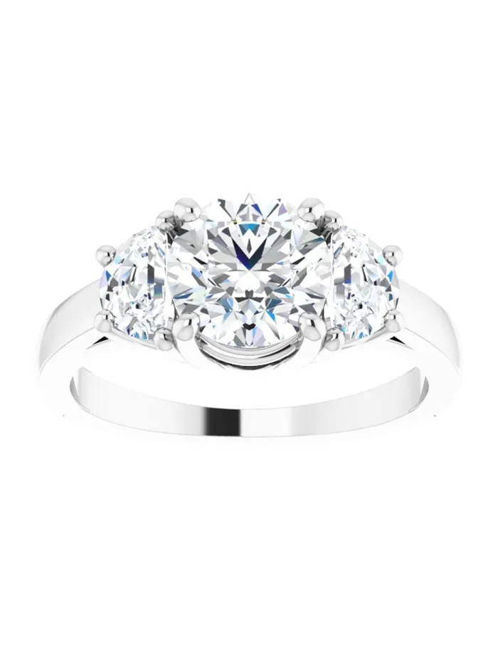 acredo USA Three stone HalfMoon Diamond Engagement Ring 1 ct tw Rings