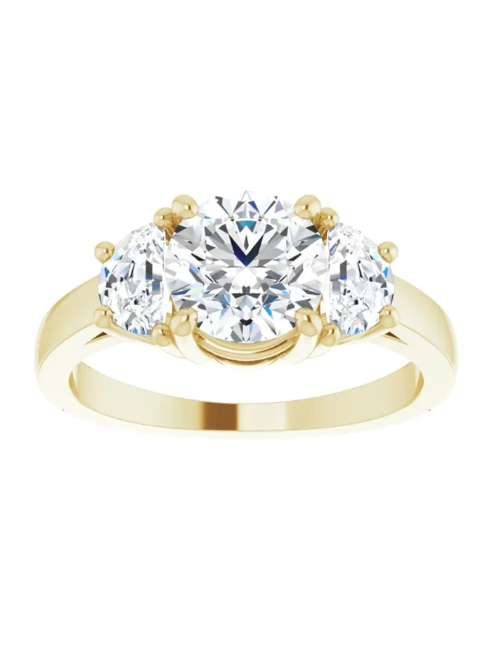 acredo USA Three stone HalfMoon Diamond Engagement Ring 1 ct tw Rings