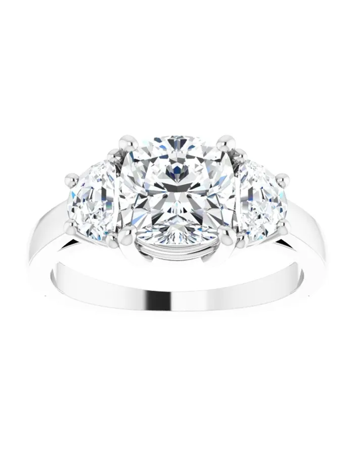 acredo USA Three stone HalfMoon Diamond Engagement Ring 1 ct tw Rings