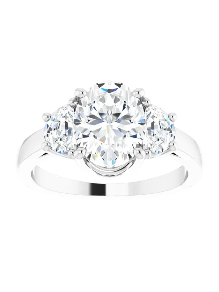 acredo USA Three stone HalfMoon Diamond Engagement Ring 1 ct tw Rings