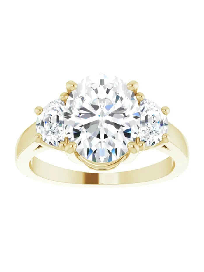 acredo USA Three stone HalfMoon Diamond Engagement Ring 1 ct tw Rings