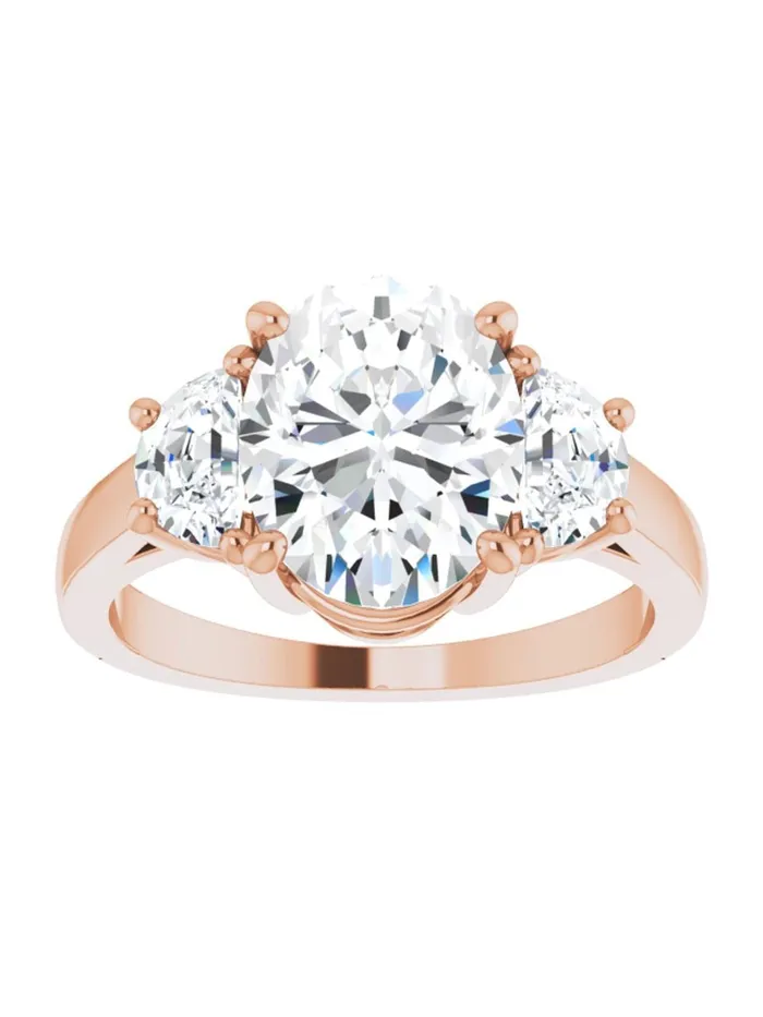 acredo USA Three stone HalfMoon Diamond Engagement Ring 1 ct tw Rings