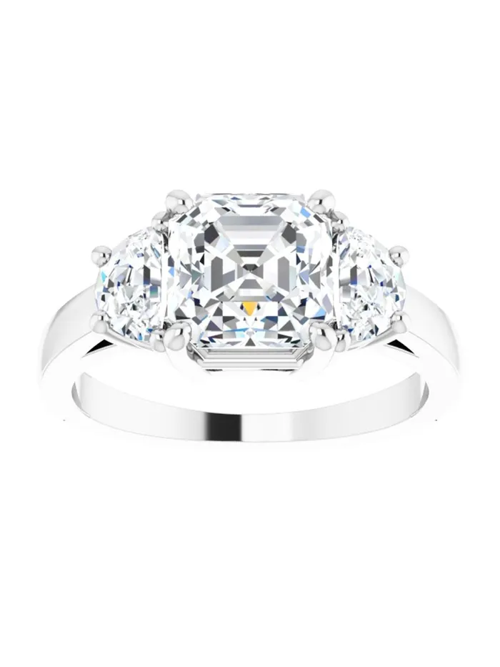 acredo USA Three stone HalfMoon Diamond Engagement Ring 1 ct tw Rings
