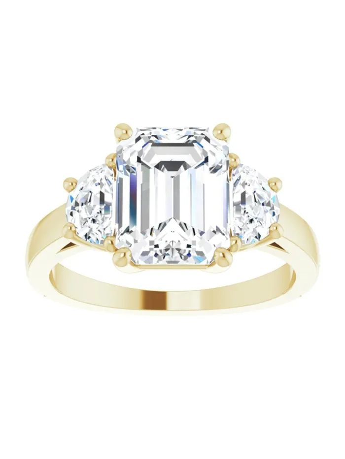 acredo USA Three stone HalfMoon Diamond Engagement Ring 1 ct tw Rings