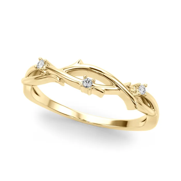 Albrecht Jewellery Rings Twisted Nature Inspired Leaf Diamond Wedding Band 14K Gold Albrecht Jewellery Rings Twisted Nature Inspired Leaf Diamond Wedding Band 14K Gold
