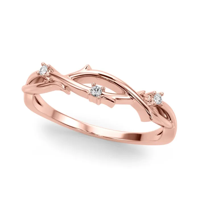 Albrecht Jewellery Rings Twisted Nature Inspired Leaf Diamond Wedding Band 14K Gold Albrecht Jewellery Rings Twisted Nature Inspired Leaf Diamond Wedding Band 14K Gold