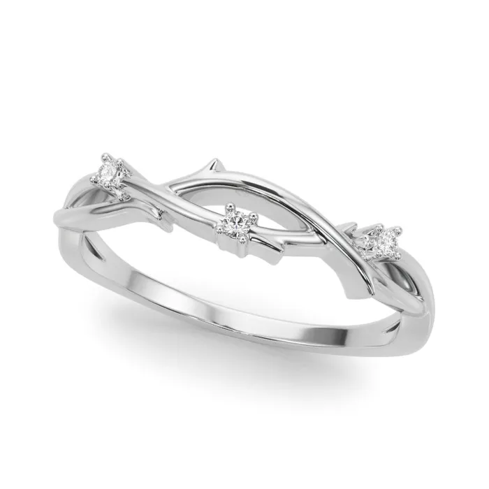 Albrecht Jewellery Rings Twisted Nature Inspired Leaf Diamond Wedding Band 14K Gold Albrecht Jewellery Rings Twisted Nature Inspired Leaf Diamond Wedding Band 14K Gold