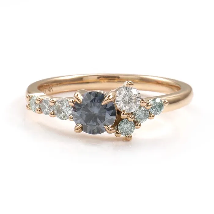 AlbrechtJewellery Frida Montana Sapphire Cluster Ring 14K Solid Rose Gold Handcrafted Rings AlbrechtJewellery Frida Montana Sapphire Cluster Ring 14K Solid Rose Gold Handcrafted Rings