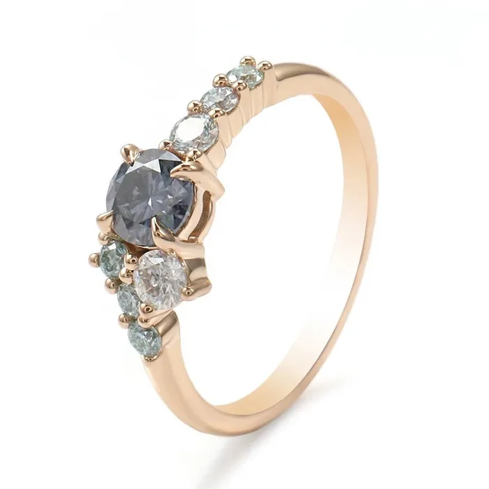 AlbrechtJewellery Frida Montana Sapphire Cluster Ring 14K Solid Rose Gold Handcrafted Rings AlbrechtJewellery Frida Montana Sapphire Cluster Ring 14K Solid Rose Gold Handcrafted Rings