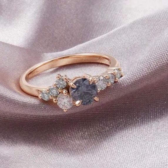 AlbrechtJewellery Frida Montana Sapphire Cluster Ring 14K Solid Rose Gold Handcrafted Rings AlbrechtJewellery Frida Montana Sapphire Cluster Ring 14K Solid Rose Gold Handcrafted Rings