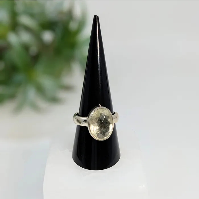 Bliss Crystals Rings Libyan Desert Glass Sz 10 Sz 10 Oval Faceted SS Ring LV5800 Bliss Crystals Rings Libyan Desert Glass Sz 10 Sz 10 Oval Faceted SS Ring LV5800