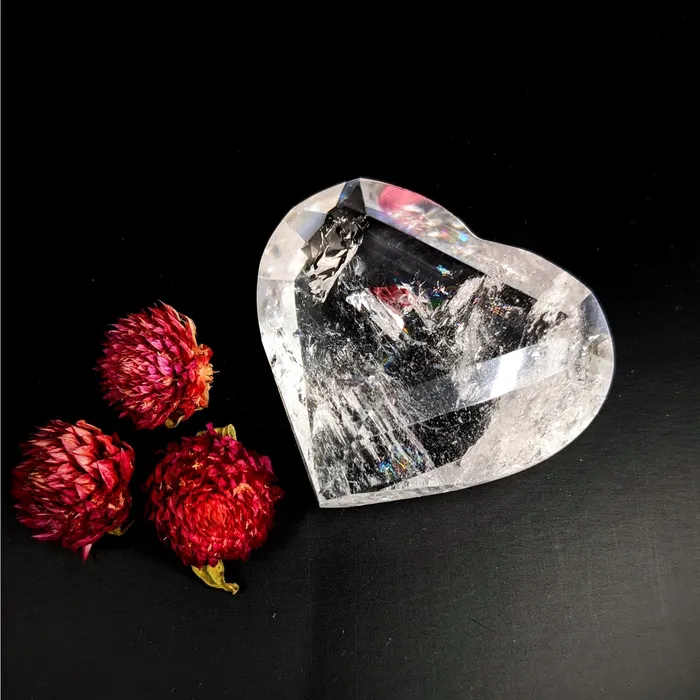Clear Quartz 19 Gem Cut Heart LV6411 Bliss Crystals Rings