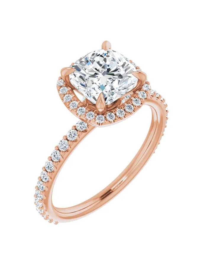 Rings acredo USA Diamond Halo Hidden Halo and Diamond Band Engagement Ring 38 ct tw Rings acredo USA Diamond Halo Hidden Halo and Diamond Band Engagement Ring 38 ct tw