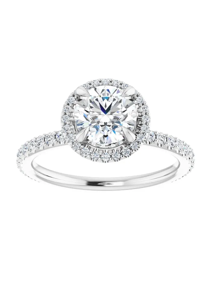 Rings acredo USA Diamond Halo Hidden Halo and Diamond Band Engagement Ring 38 ct tw