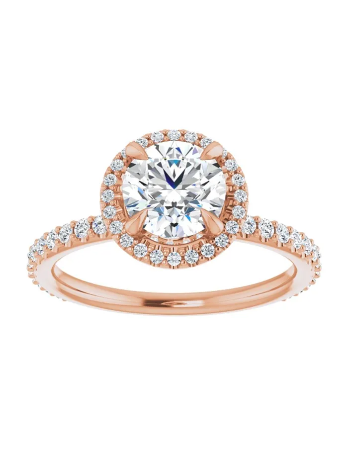 Rings acredo USA Diamond Halo Hidden Halo and Diamond Band Engagement Ring 38 ct tw